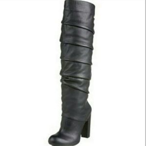 DESIGNER BOOTS LEATHER KNEE HIGH 4" HEEL 36 IT WOMENS 36 IT